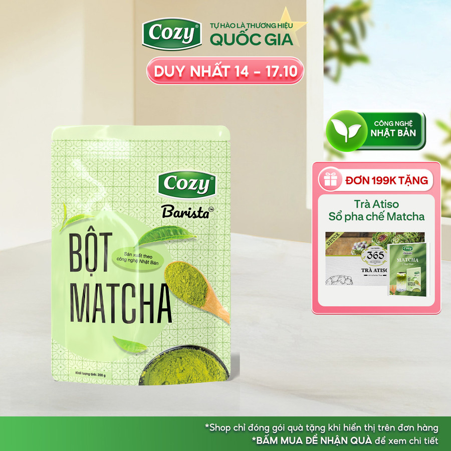 Bột Matcha Cozy Thơm Vị Trà Xanh Dịu Nhẹ, Dễ Uống, Dùng Trong Pha Chế, Làm Bánh, Làm Đẹp 100g/200g