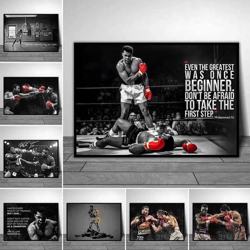 Động Lực Boxer Nghệ Thuật Treo Tường Mike Tyson Ali Poster Tranh Canvas Hiện Đại Cho Phòng Khách Tra