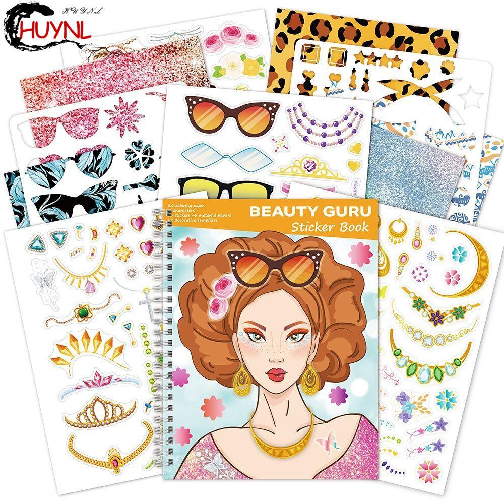 RENDZ Coloring Sticker Book, Dress Up Coloring Dress Up Sticker Book, Sticker Book Tự dính Bộ nhãn d