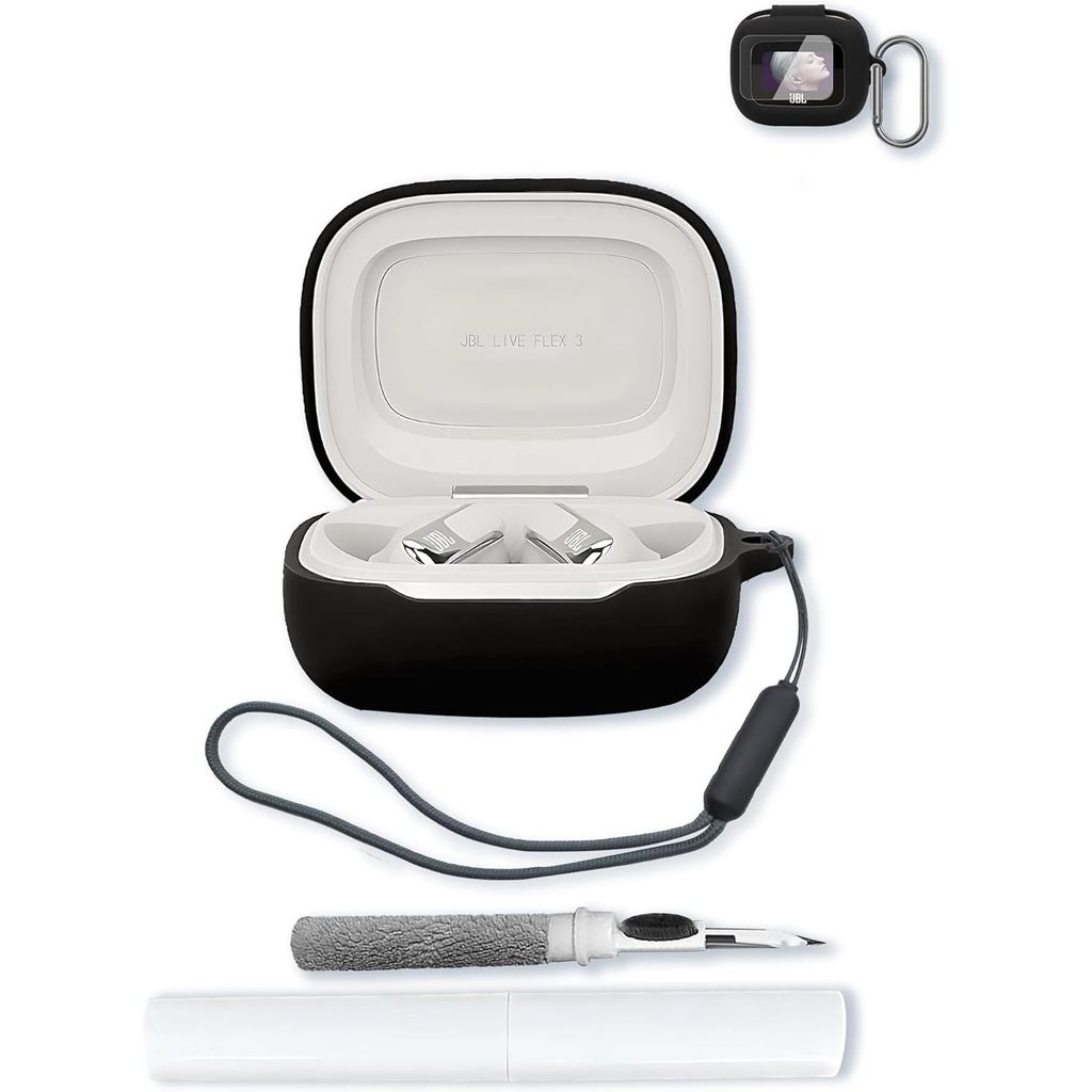 Ốp Silicon Tương Thích Với JBL LIVE FLEX 3 (2024) Có Móc Khóa, Bộ Vệ Sinh Và Dây Buộc, Vỏ Bảo Vệ Mềm