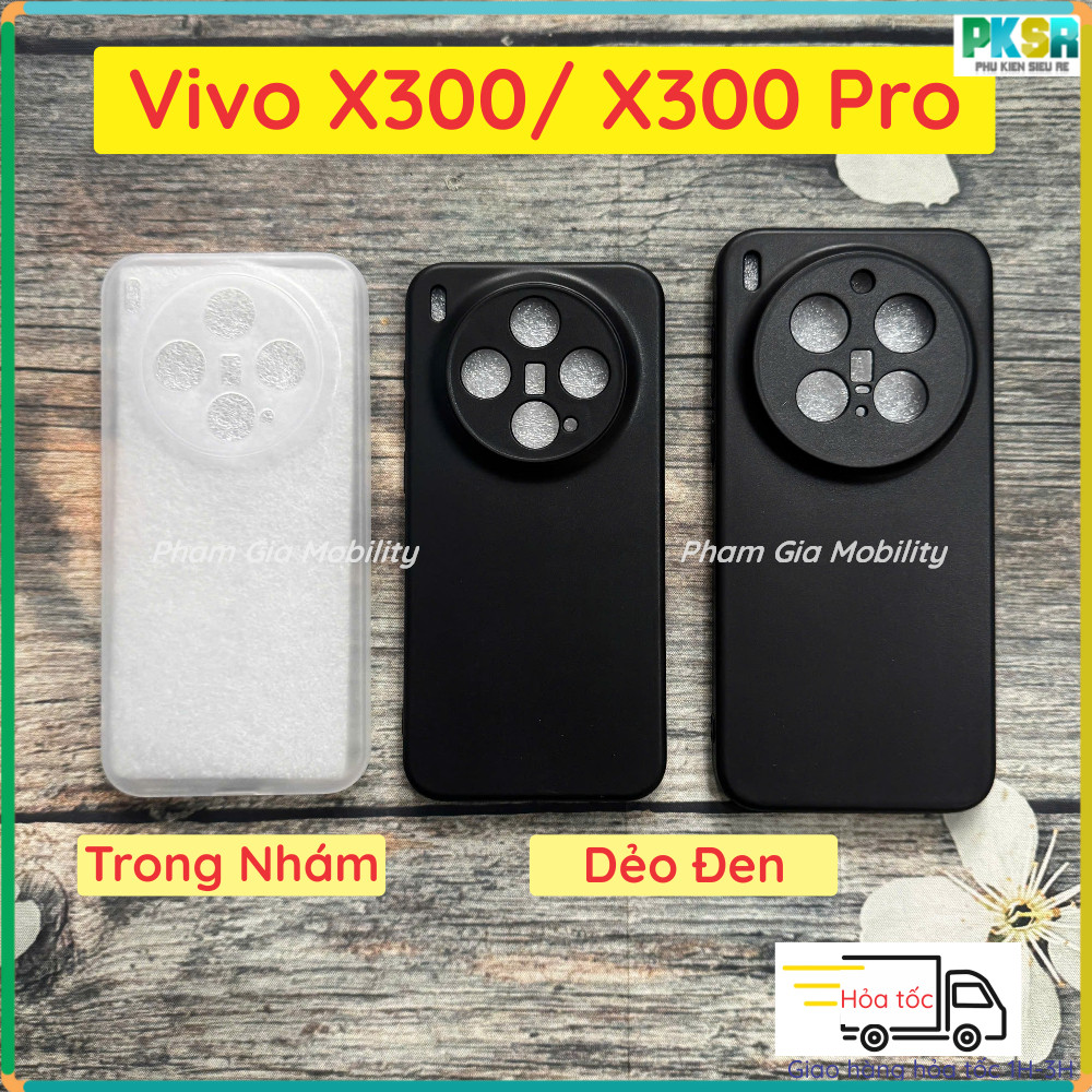 Ốp lưng Vivo X300/ X300Pro X300 Pro 5G loại trong nhám, dẻo đen bảo vệ cam cao cấp, bền đẹp