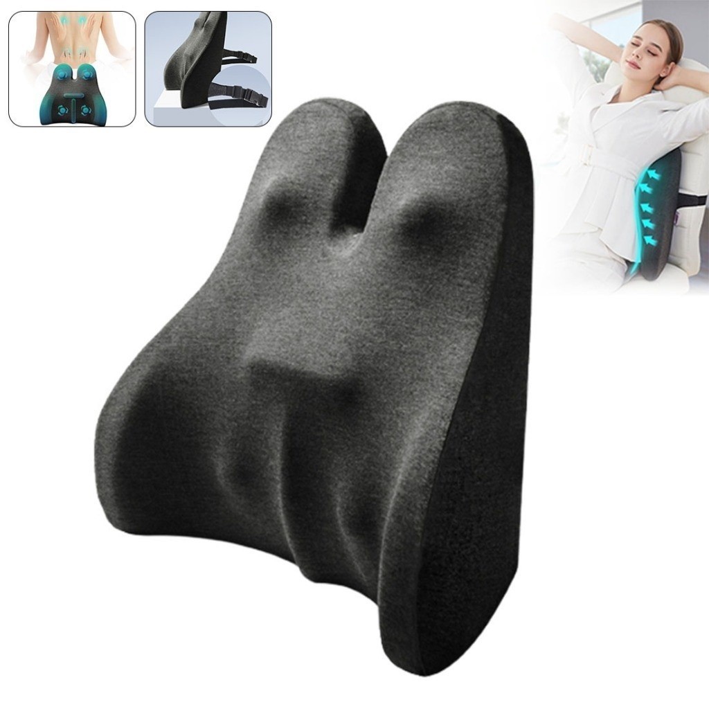 Lumbar Pillow Orthopedic Backrest for Back Pain Relief Memory Foam Lumbar Support Pillow with Massag