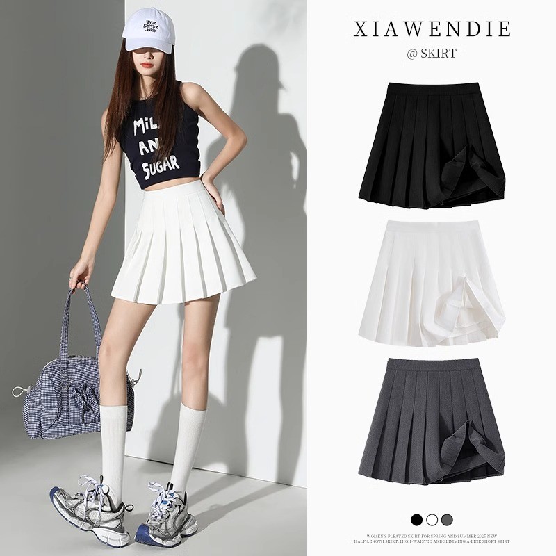 Váy chữ a lưng cao phong cách Preppy Slimer Look jk 10,28