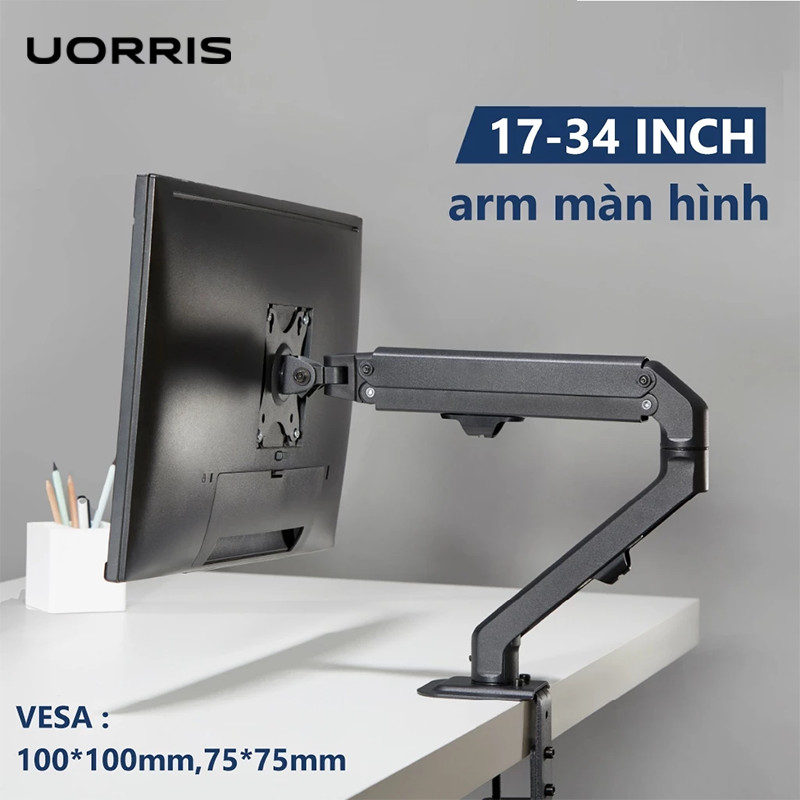 UORRIS Giá treo màn hình máy tính PC 17-32 inch, arm màn hình xoay 360 độ tải 10kg mầu đen