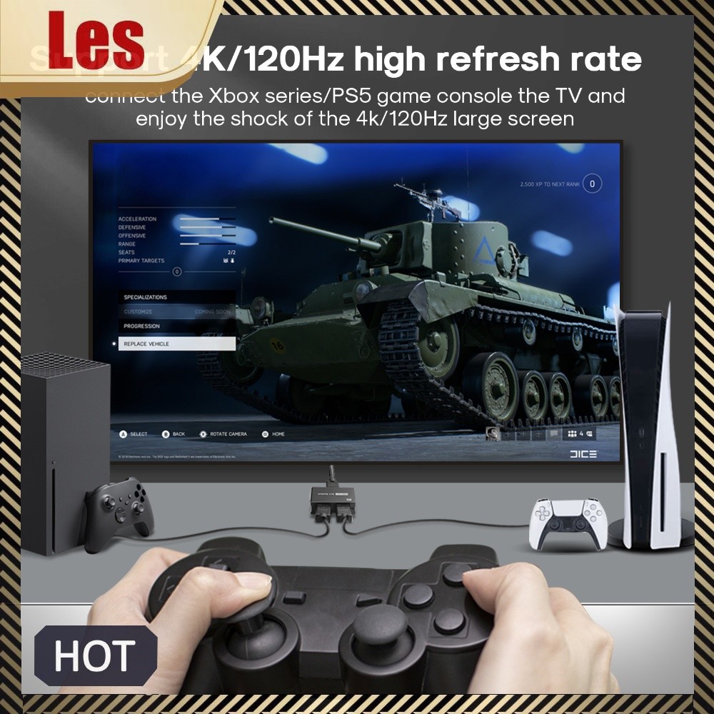 Bộ chuyển đổi tương thích HDMI 8K60HZ / 4K120HZ 48Gbps DP Switcher cho PS 5 / 4 Xbox Roku Firestick 