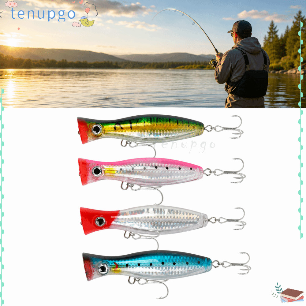 TENUPGO 4 Mồi Popper Nước Hàng Đầu, 12cm 43g ABS Topwater Popper, Bền Đẹp Với Mắt Kích Thước Lớn Cứn