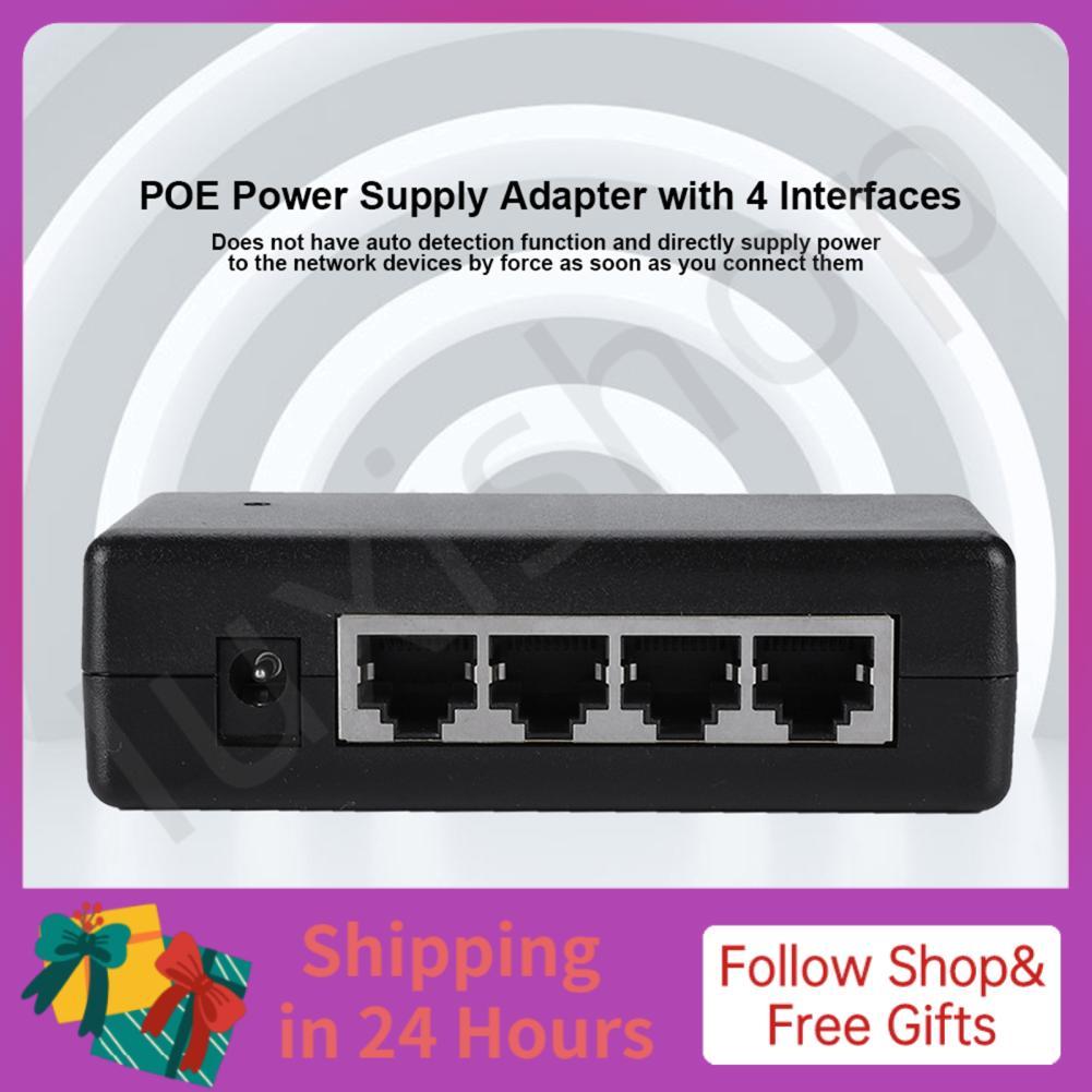iuxishop PoE Bộ nguồn ASHATA DC12V-48V 4 cổng Ethernet Injector cho Camera IP