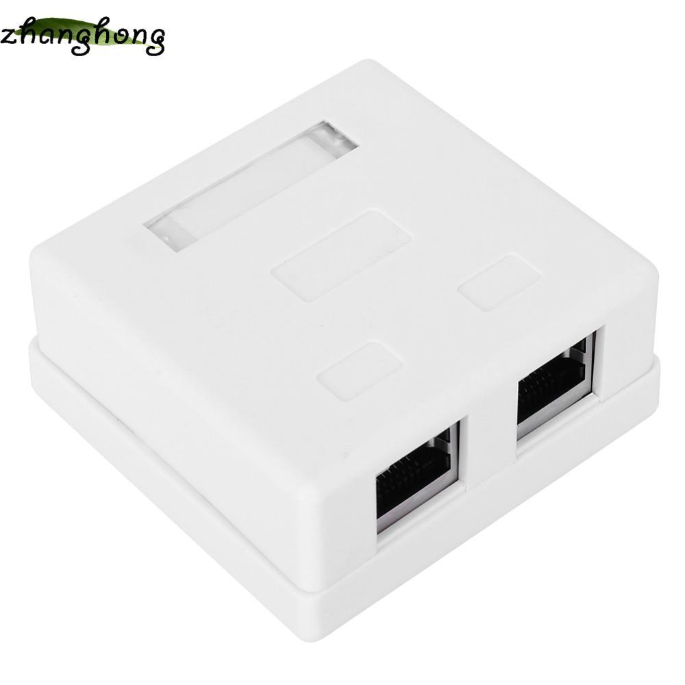 Hộp gắn ZHANGHONG RJ45-8P8C, Hộp gắn bề mặt 2 cổng RJ45-8P8C, Dễ dàng gắn với vít và băng keo hai mặ