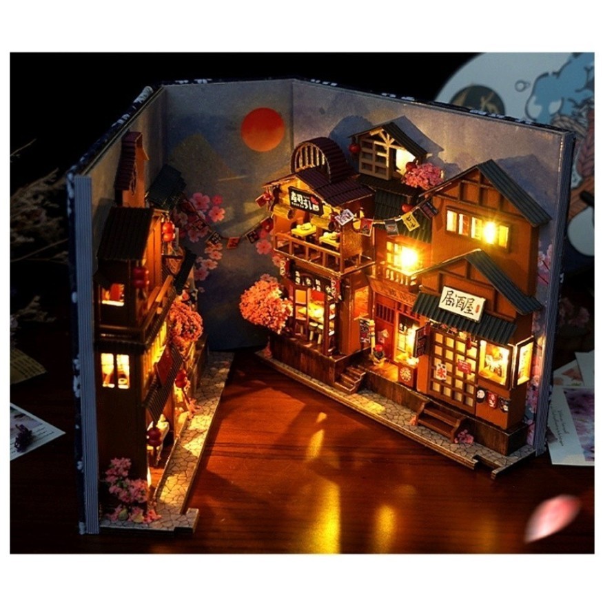 Mô hình tự làm BOOK NOOK, mô hình nhà búp bê Tặng KEO DÁN TC25, TC26