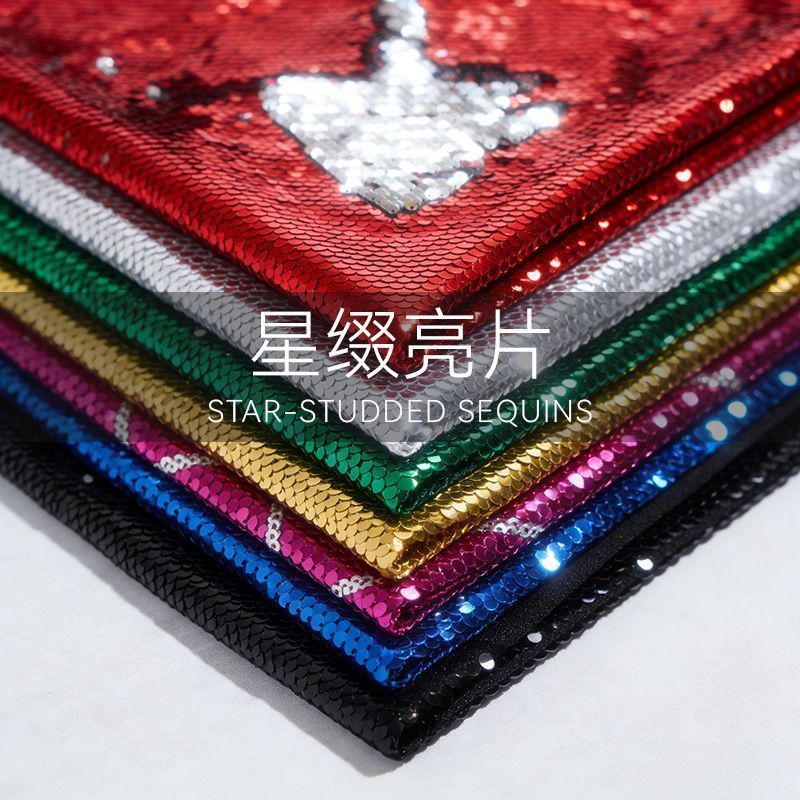 Vải Sequin 5mm Ngôi Sao Tôn Dáng Vải Sequin Lật Nền Tường Hành Lý Trang Trí Hai Mặt Flip Sequin Vải 
