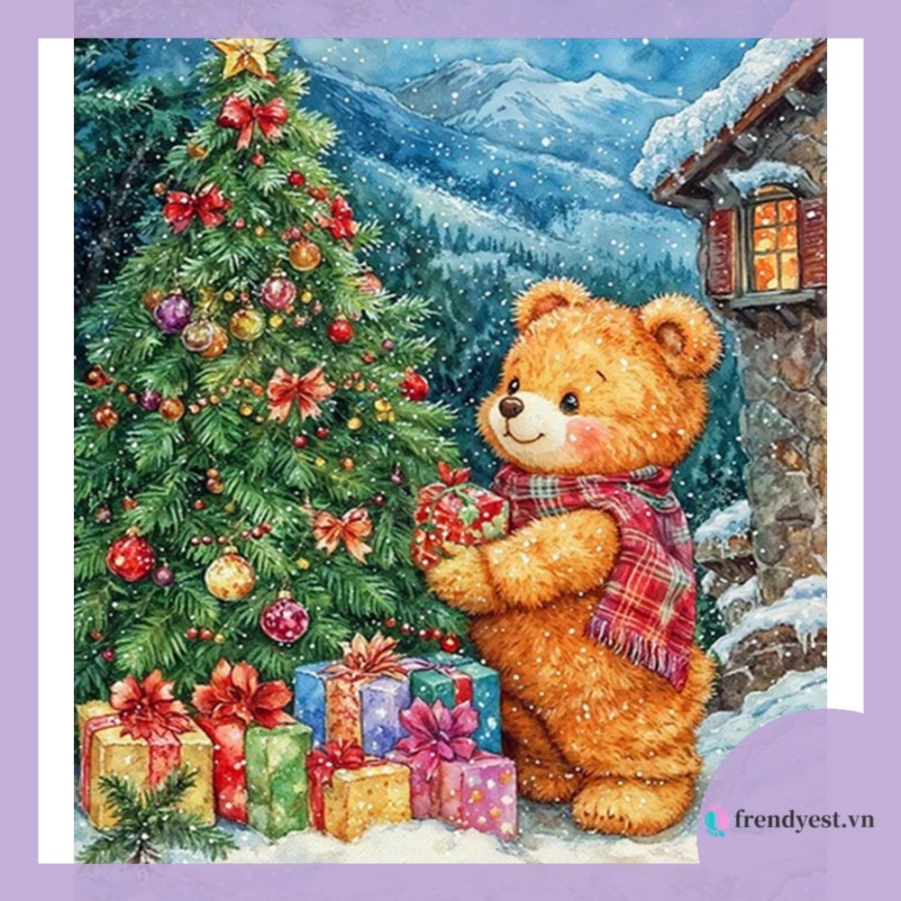 [frendyest.vn] Bear 5D DIY Part AB Full Square Drill Diamond Art Painting Kits dành cho người lớn Tr