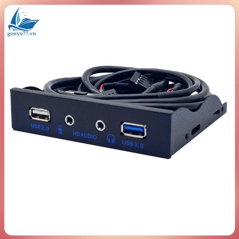 [gouyu77.vn] Bộ chuyển đổi bảng điều khiển phía trước PC Hub 2 cổng USB 3.0 có âm thanh HD Giắc cắm 