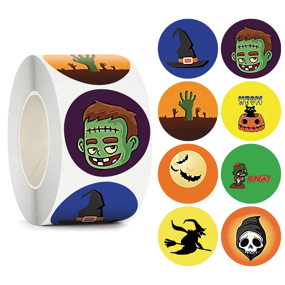 [Giảm giá] 500 Nhãn dán / Cuộn Phim hoạt hình Halloween Nhãn dán vui nhộn Nhãn dán tự dính Ngày lễ T