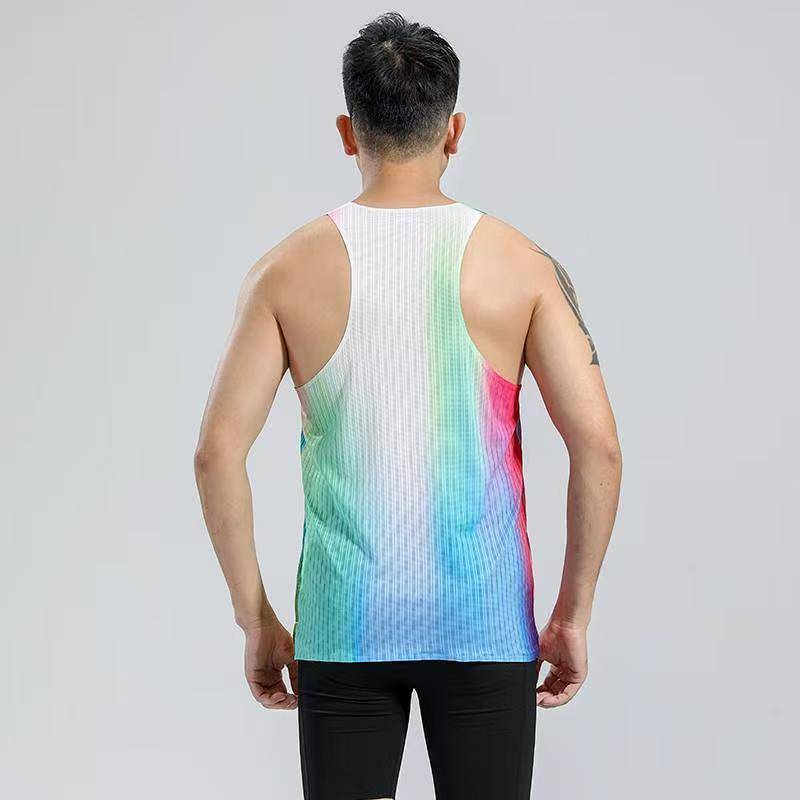 Adhesive Seamless Running Vest Wind Tunnel Mesh Breathable T-shirt Marathon Sports Racing Top 3jKo