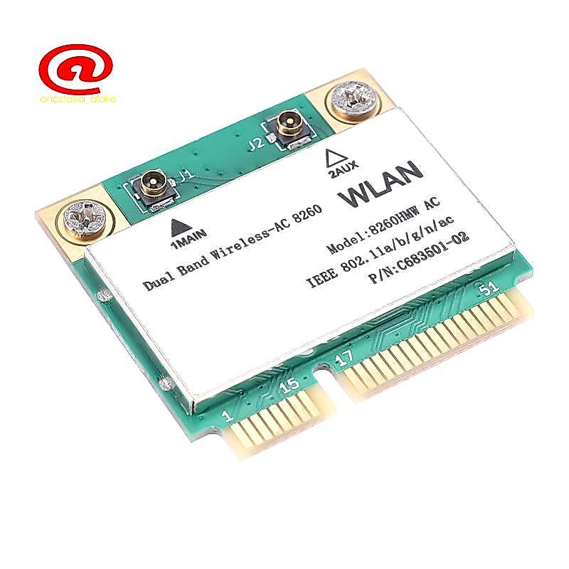 Card mạng 1200Mbps 8260Hmw Ac 2.4G + 5G Mini Pci-E Card 4.2 Bluetooth Wifi 802.11Ac 867Mbps cho Lapt