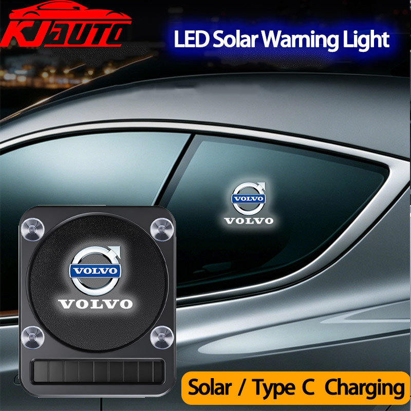 Đèn cảnh báo ô tô LED năng lượng mặt trời Volvo | Type-C Sạc Thông Minh Cảm Biến Tự Động An Toàn Tra
