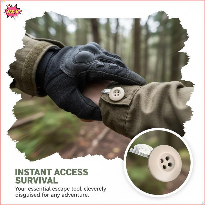 N & X Escape 1095 Steel Serrated de Hidden 34 BDU Button Spec Thiết bị tiện ích ngoài trời khẩn cấp.