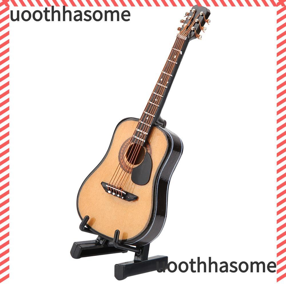 UOOTHASHASOME 3 Đồ trang trí Đàn Guitar Thu Nhỏ, Guitar Gỗ Mini Mini Mini, Trang Trí Có Chân Đế Acou