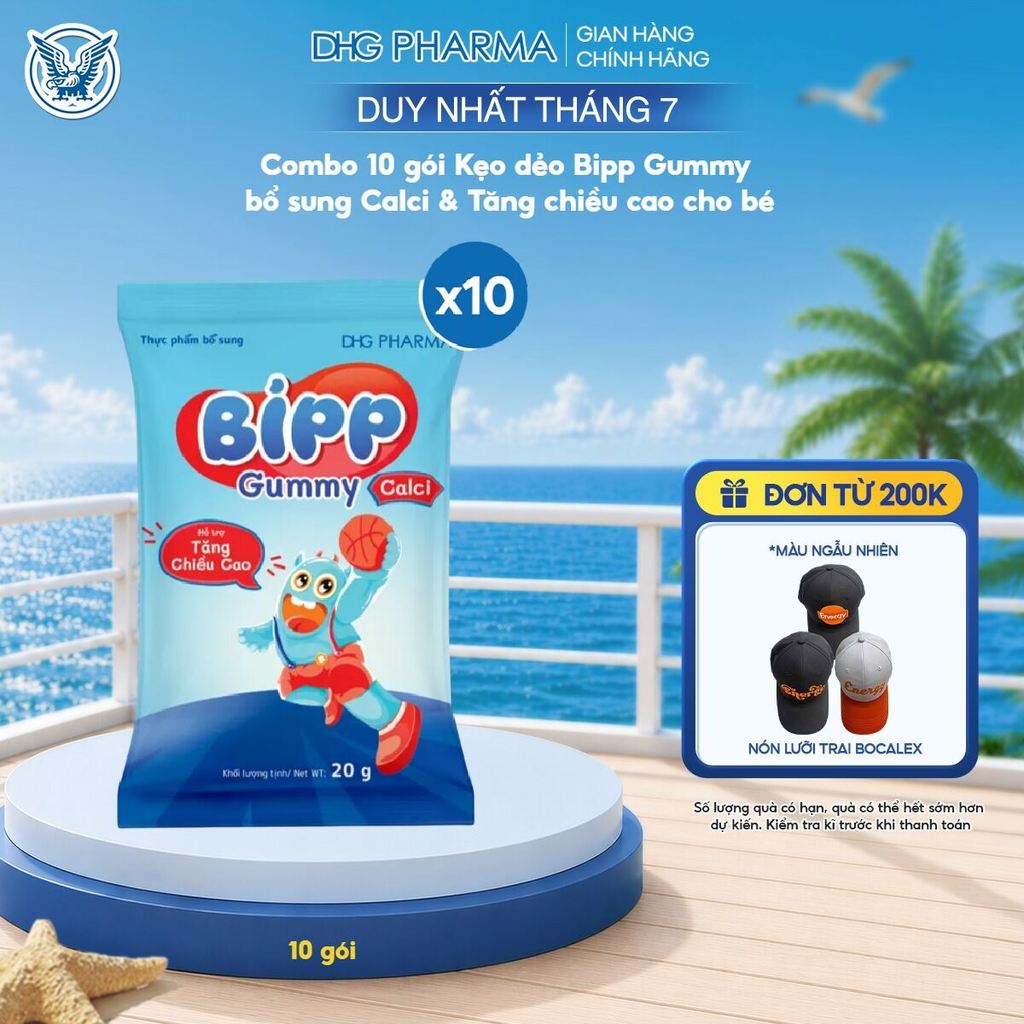 Combo 10 gói Kẹo dẻo Bipp Gummy Calci & Tăng chiều cao cho bé