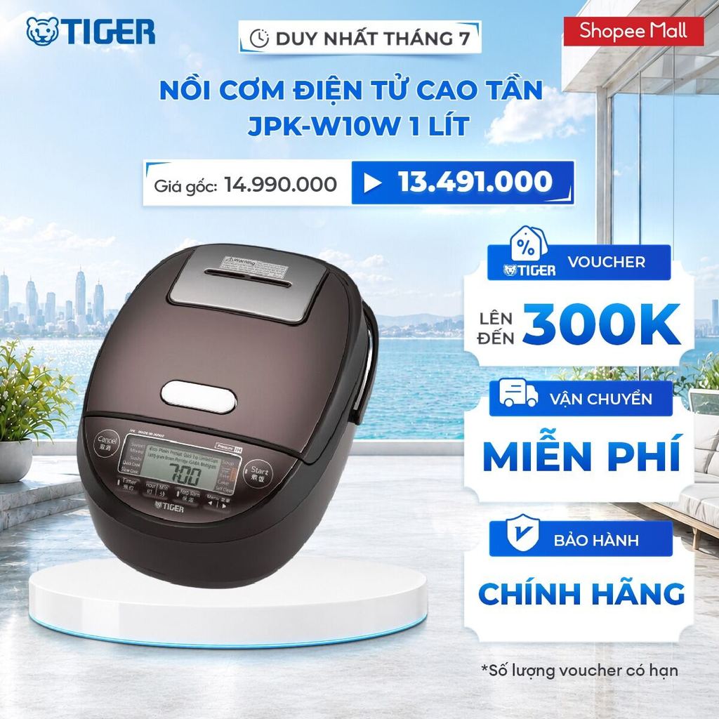 Nồi Cơm Điện Tử Cao Tần Tiger JPK-W10W 1 lít - Hàng chính hãng