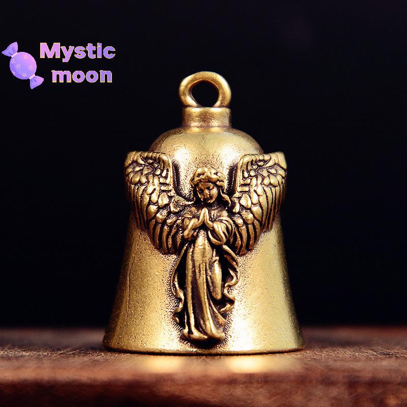 [Mystic] Đồng thau Guardian Angel Wings Bell Móc khóa Biker Luy Phụ kiện trang sức [Mới]