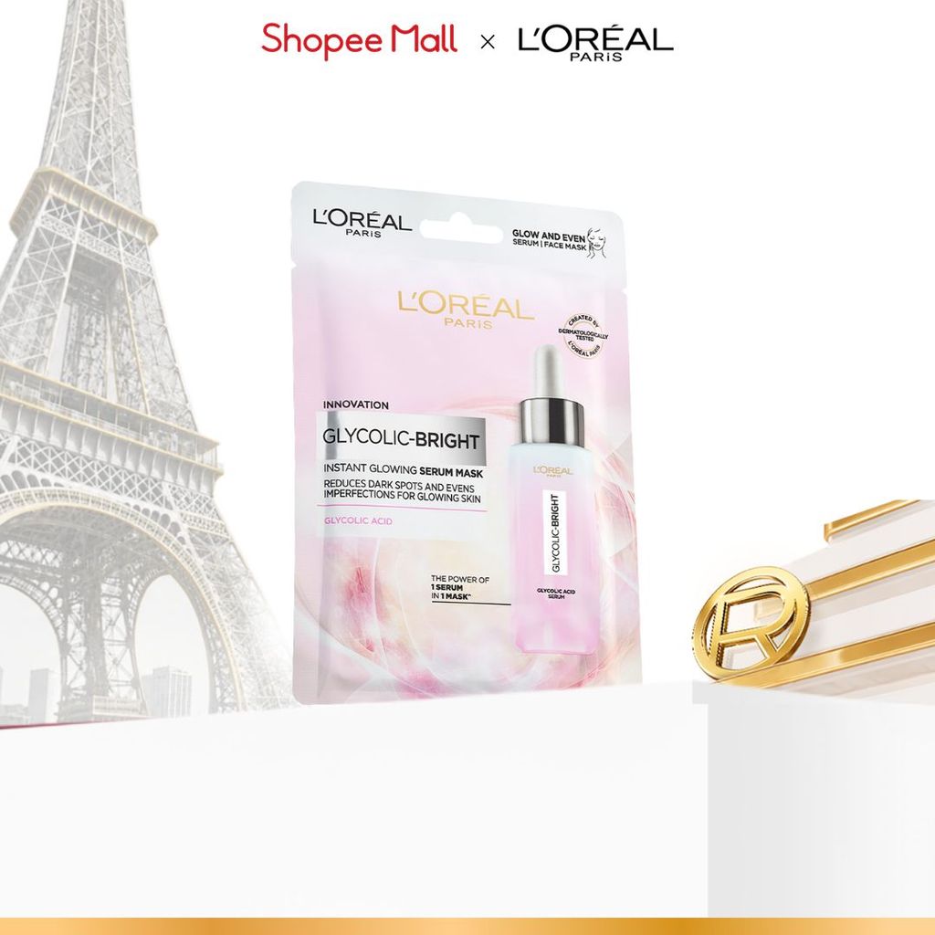 Mặt nạ dưỡng sáng mờ thâm nám L'Oreal Paris Glycolic (AHA) Bright 22g | BigBuy360 - bigbuy360.vn