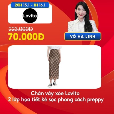 [Chỉ còn 70000đ sau khi áp voucher] Chân váy xòe Lovito Phong cách thường ngày 2 lớp họa tiết kẻ sọc phong cách preppy cho nữ L58AD073