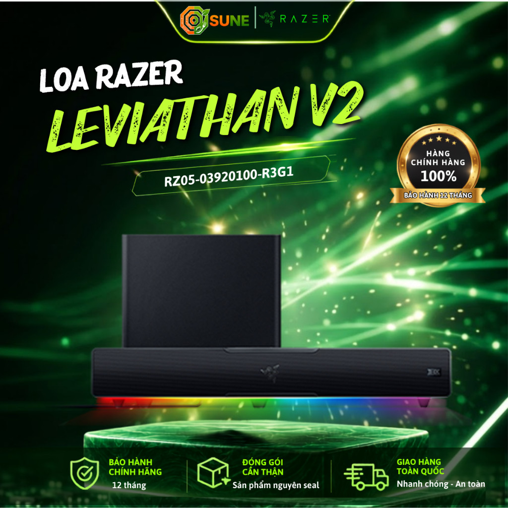 Loa Gaming Razer Leviathan V2 | Soundbar with Subwoofer | THX Spatial Audio | Bluetooth Sune