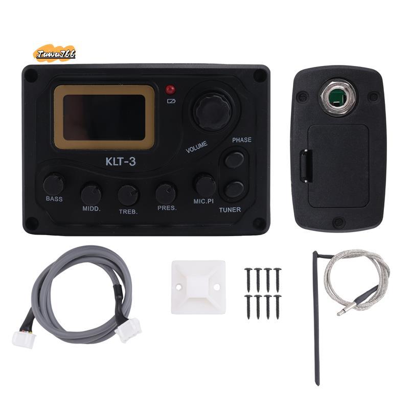 4 Band EQ Equalizer -3 Acoustic Guitar EQ Preamp với Digital Tuner Guitar Pickup