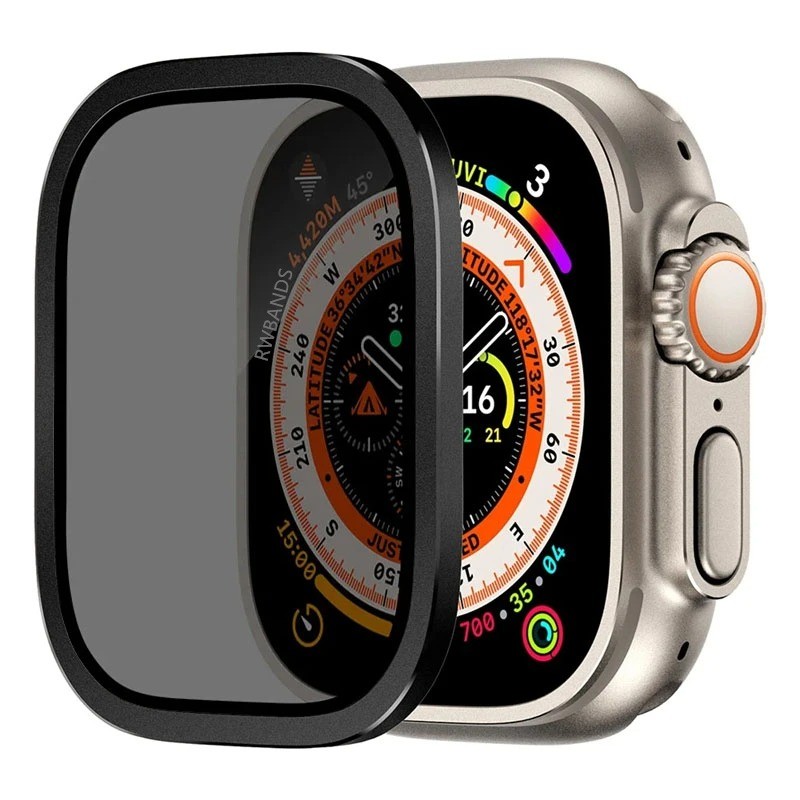 Dành Cho Apple Watch Ultra3 Ultra2 Ultra Chống Gián Điệp Riêng Tư Kính + Hợp Kim Titan Khung Kim Loạ