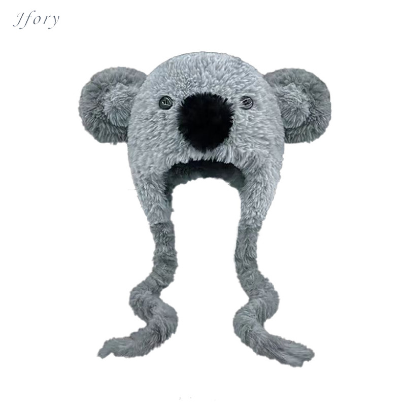 Jfory Fuzzy Koala Earflap Mũ ấm áp Koala Fuzzy Mũ chống gió Sinh vật mềm Mũ nhân vật cho các bữa tiệ
