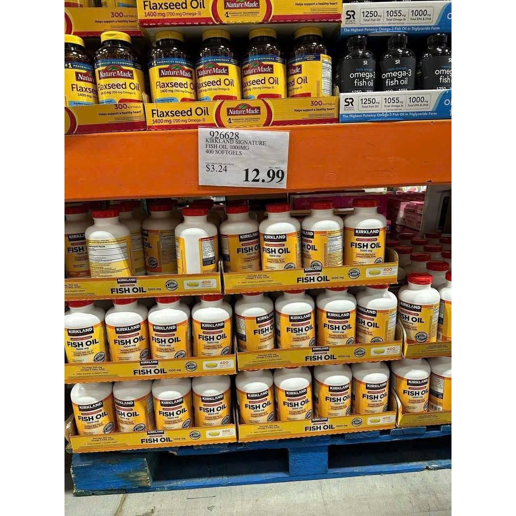Viên Uống Dầu Cá Omega-3 Kirkland Fish Oil 1000mg (Hộp 400 Viên Mỹ)