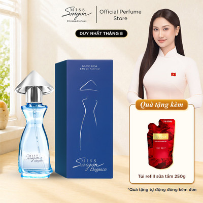 [Live] Nước Hoa Nữ Miss Saigon Elegance Sapphire 15ml Hương Tươi Mát - Tặng 1 Túi Refill Sữa Tắm 250g