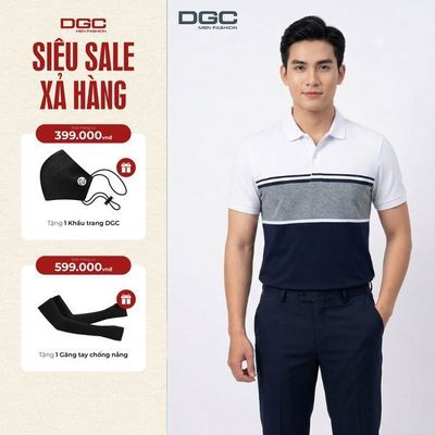 Áo polo ngắn tay DGC SAPBE78M-S - Dáng Suông Kẻ Ngang, Xẻ Sườn Phong Cách Thanh Lịch