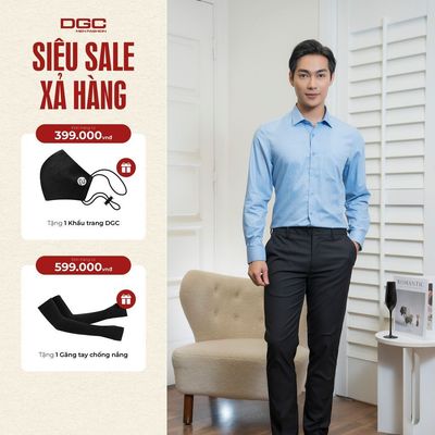Áo Sơ Mi Nam Dài Tay DGC Dáng Suông Regular Fit, Cổ Nẹp Liền, Chất Vải Thoáng Mát Mềm Nhẹ -SASDBC52M