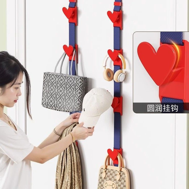 New Product#Over-the-door hook rack, no-drill clothes rack, door-mounted storage coat rack, no-trace