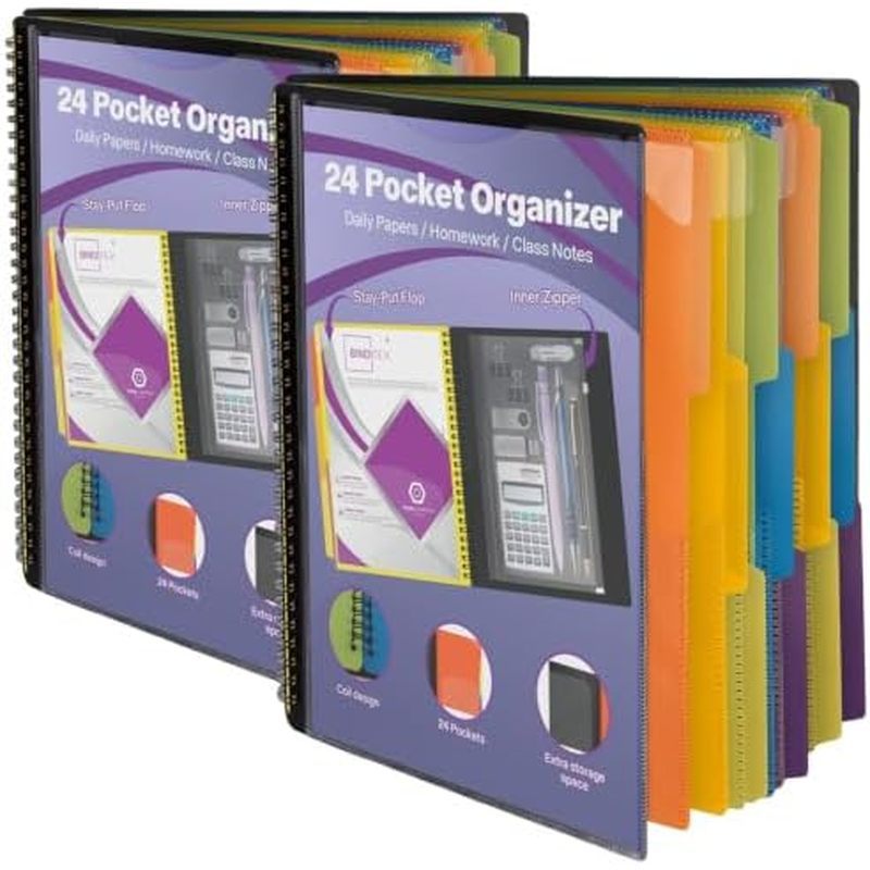 Binditek 12 Pocket Poly Project Organizer với 6 ngăn, Chất kết dính sắp xếp thư mục hạng nặng có túi