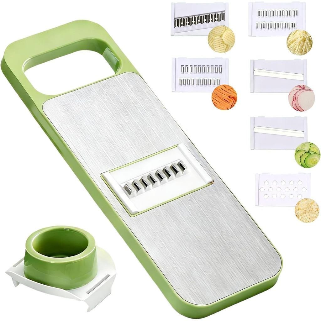 Safe Mandoline Vegetable Cutter，Equipped with a sliding hand guard device，2026Upgraded Version6Combi