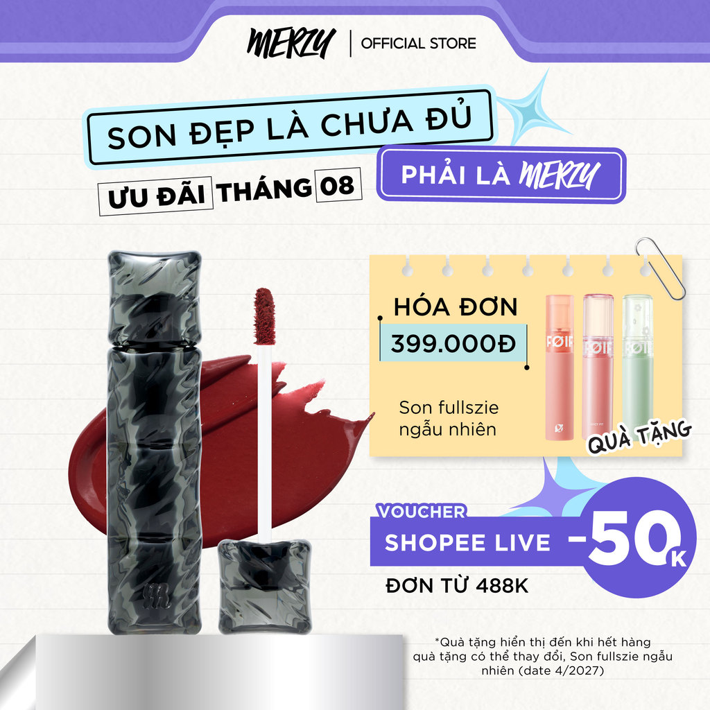 [NEW][SON PHAO] Son Kem Lì, Bền Màu Merzy Puffer Velvet Tint 3.7g
