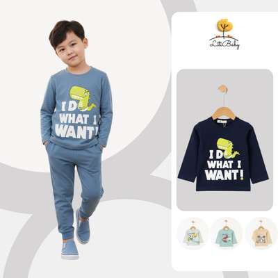 Áo thun cotton dài tay bé trai mềm mại ĐA02 2-14 tuổi BT LITIBABY