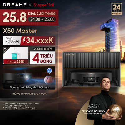 Dreame X50 Master Robot hút bụi | vượt bậc đôi 6cm | trạm sạc siêu mỏng 24.9cm | BH 24 tháng