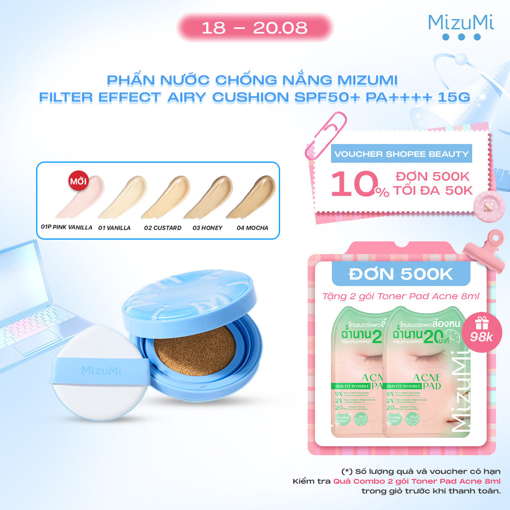 Phấn nước chống nắng MizuMi Filter Effect Airy Cushion SPF50+ PA++++ 15g