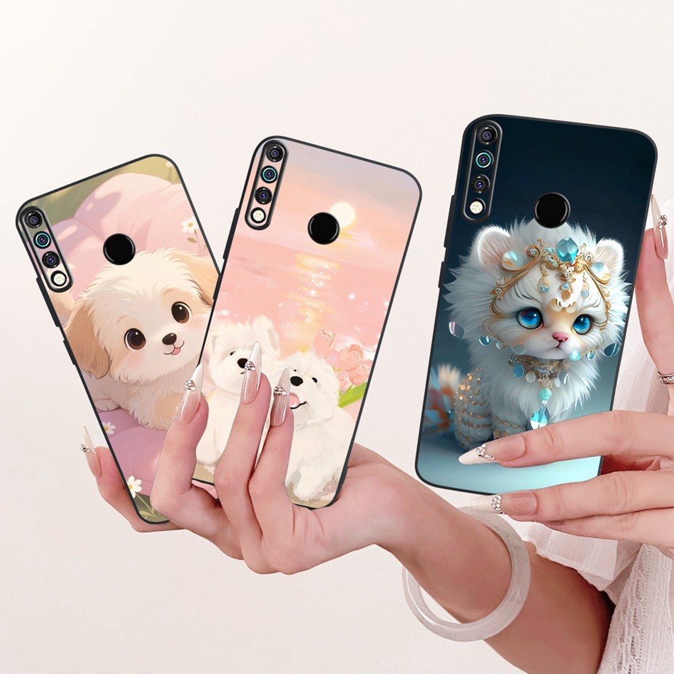 Dành Cho Tecno Camon 12 Ốp Lưng CC7S Dễ Thương Ngộ nghĩnh Hoạt Hình Chó Sơn Mềm Màu Đen Cho Tecno Sp