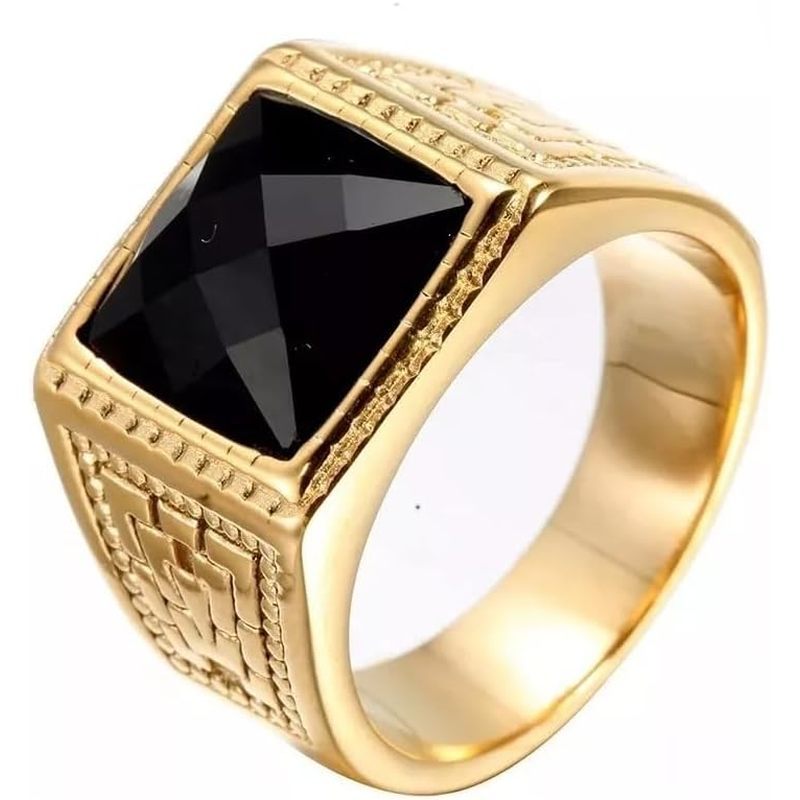 10K 14K 18K Vàng Nguyên Chất Nam 1CT Nhẫn Onyx Đen Vàng Vàng Đen Onyx Nhẫn Sang Trọng Vintage Signet