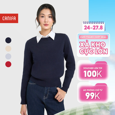 Áo len nữ cổ tròn dài tay chất liệu mềm mịn CANIFA 6TE25W002