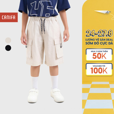 Quần short bé trai CANIFA ống rộng cạp chun túi hộp 2BS26C001