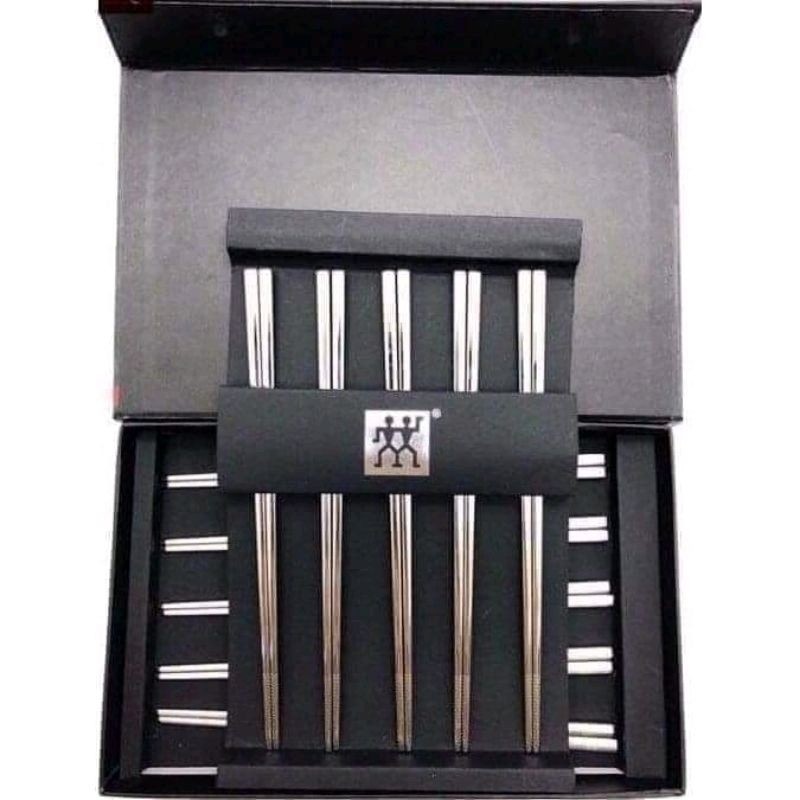 HỘP SET 5 ĐÔI ĐŨA INOX Hãng Z.willing