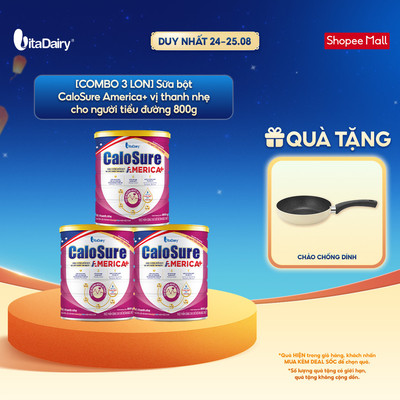 [COMBO 3 LON] Sữa bột CaloSure America+ cho người tiểu đường - Hỗ trợ ổn định đường huyết - Lon 800g