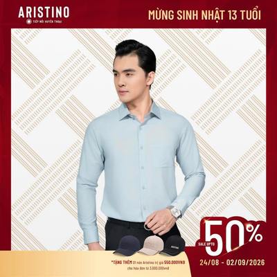 Áo Sơ Mi Xám Nam Aristino Regular Fit tay dài Polyester Visco silk 2% tạo độ mượt ALS0600S3