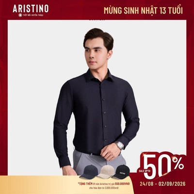 Áo Sơ Mi Nam màu đen Aristino Business Slim Fit tay dài tôn thấm hút dành cho doanh nhân 1LS0250S2